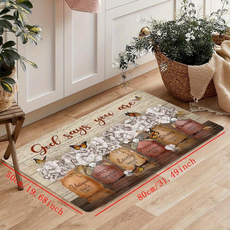 Vintage Painting Vase Mat Kitchen Long Floor Mat Rug Soft Carpet