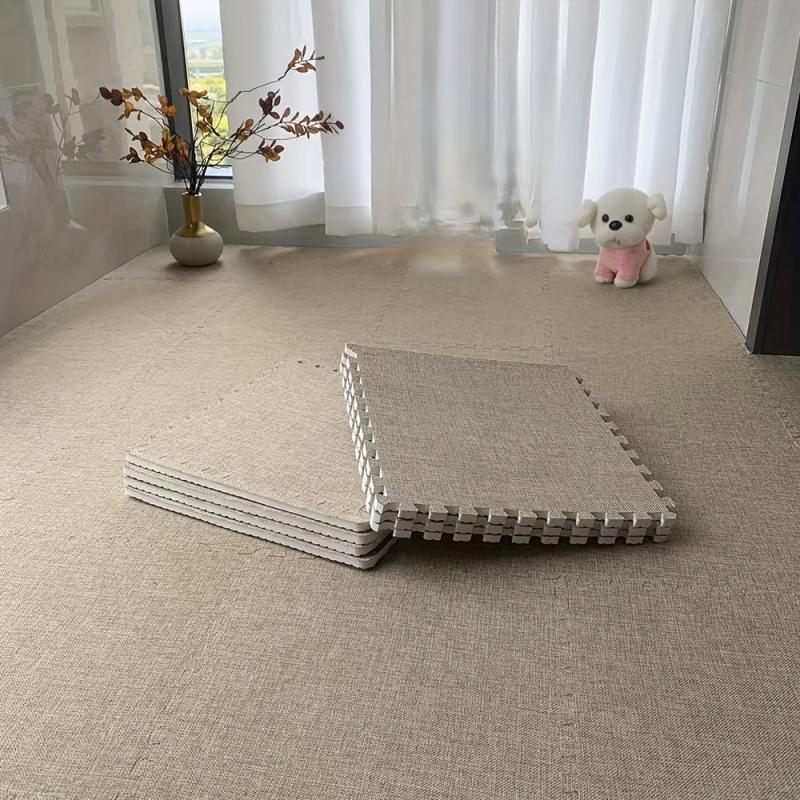 10pcs Interlocking Fluffy Carpet Tiles Soft Playmat Puzzle Floor