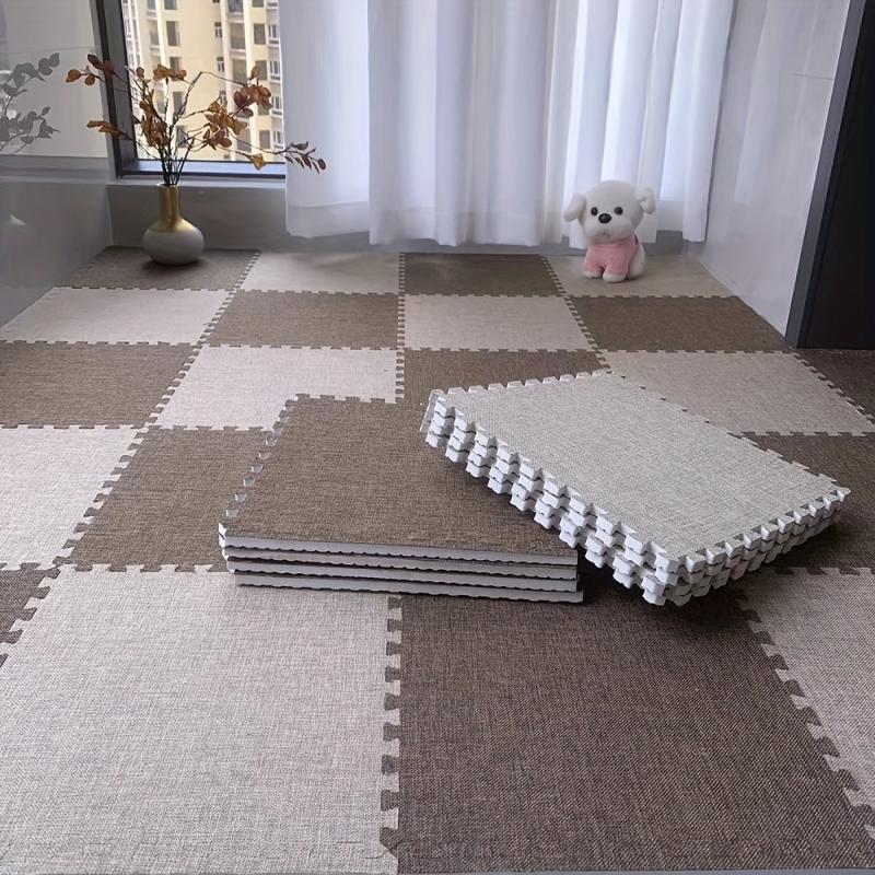 10pcs Interlocking Fluffy Carpet Tiles Soft Playmat Puzzle Floor