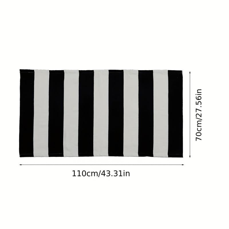 Striped Rug Indoor Outdoor Hand Woven Doormat Washable Layered Entryway