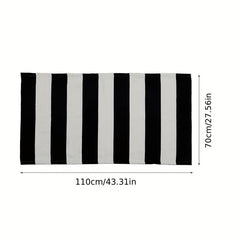 Striped Rug Indoor Outdoor Hand Woven Doormat Washable Layered Entryway