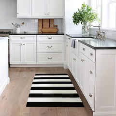 Striped Rug Indoor Outdoor Hand Woven Doormat Washable Layered Entryway