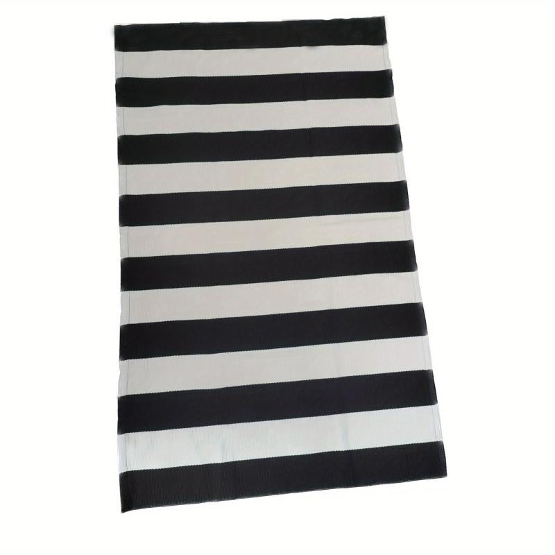 Striped Rug Indoor Outdoor Hand Woven Doormat Washable Layered Entryway