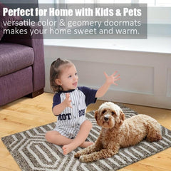 Striped Non Slip Fluffy Throw Floor Mat
