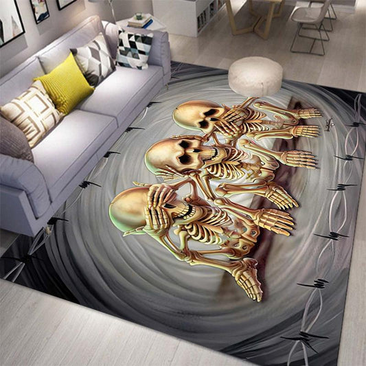 Music Skeleton 3D Gaming Rug Washable Living Room Carpet