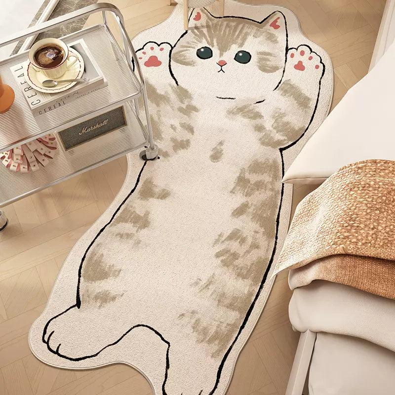 Cartoon Cat Bedside Carpet Plush Mats for Kids Bedroom and Home Decoration
