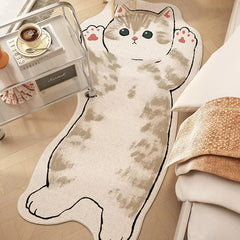 Cartoon Cat Bedside Carpet Plush Mats for Kids Bedroom and Home Decoration