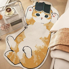 Cartoon Cat Bedside Carpet Plush Mats for Kids Bedroom and Home Decoration
