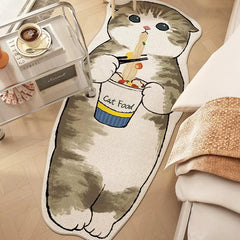 Cartoon Cat Bedside Carpet Plush Mats for Kids Bedroom and Home Decoration