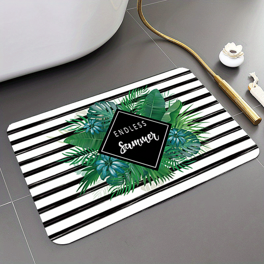 Printed Flannel Floor Mat Soft Non slip Bath Rug Hand Washable Bath Mat