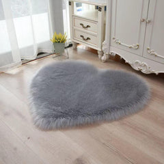Heart Shaped Fluffy Area Rug Plush Faux Fur Carpet - Home Decor