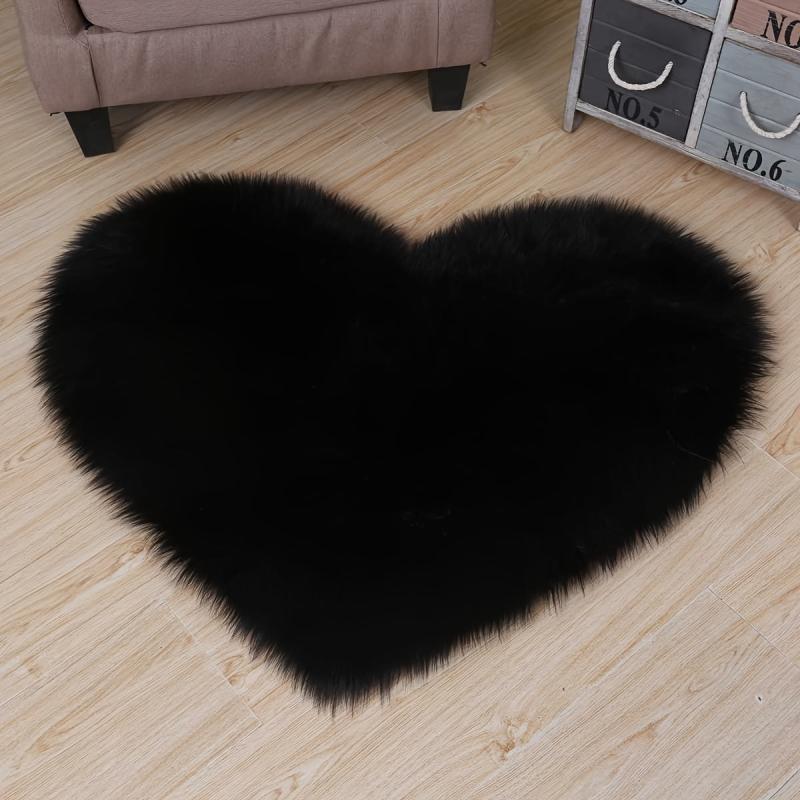 Heart Shaped Fluffy Area Rug Plush Faux Fur Carpet - Home Decor