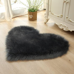 Heart Shaped Fluffy Area Rug Plush Faux Fur Carpet - Home Decor