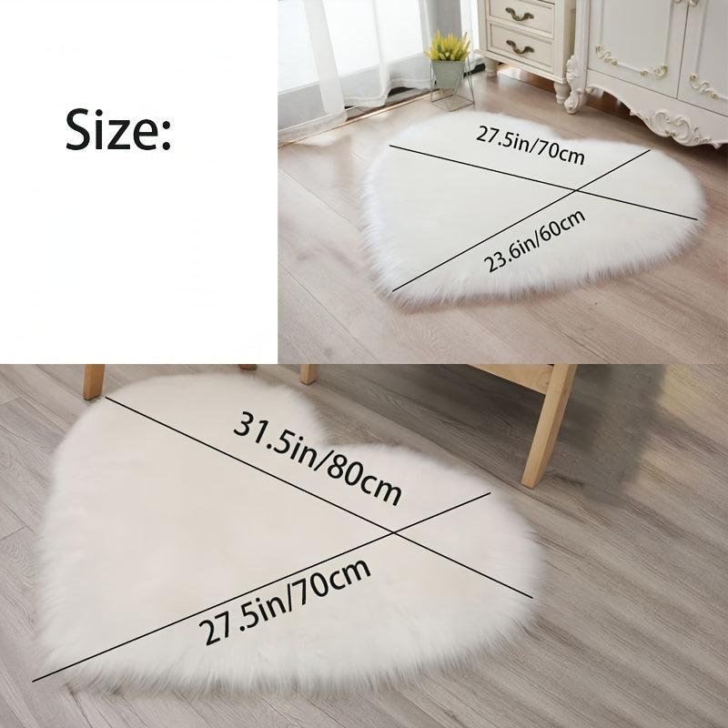 Heart Shaped Fluffy Area Rug Plush Faux Fur Carpet - Home Decor