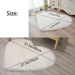 Heart Shaped Fluffy Area Rug Plush Faux Fur Carpet - Home Decor