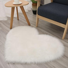 Heart Shaped Fluffy Area Rug Plush Faux Fur Carpet - Home Decor