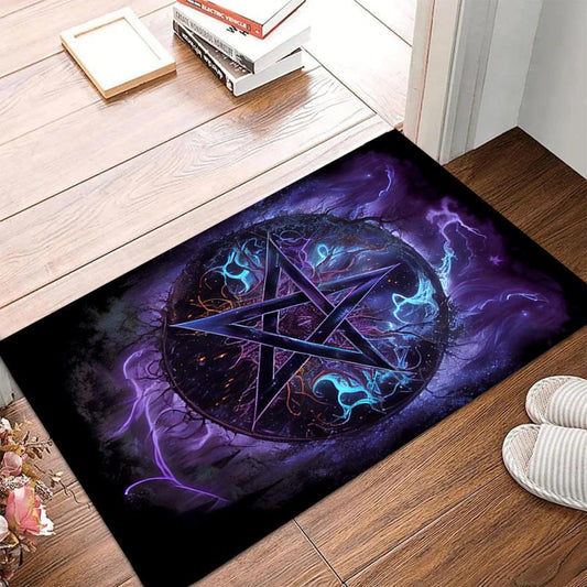 Halloween Gothic Pentagram Area Rug Easter Horror Floor Mat Anti-slip Carpet