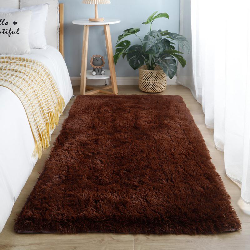 Furry Floor Mat Modern Area Rug Non Slip Shaggy Multicolor Indoor Carpet