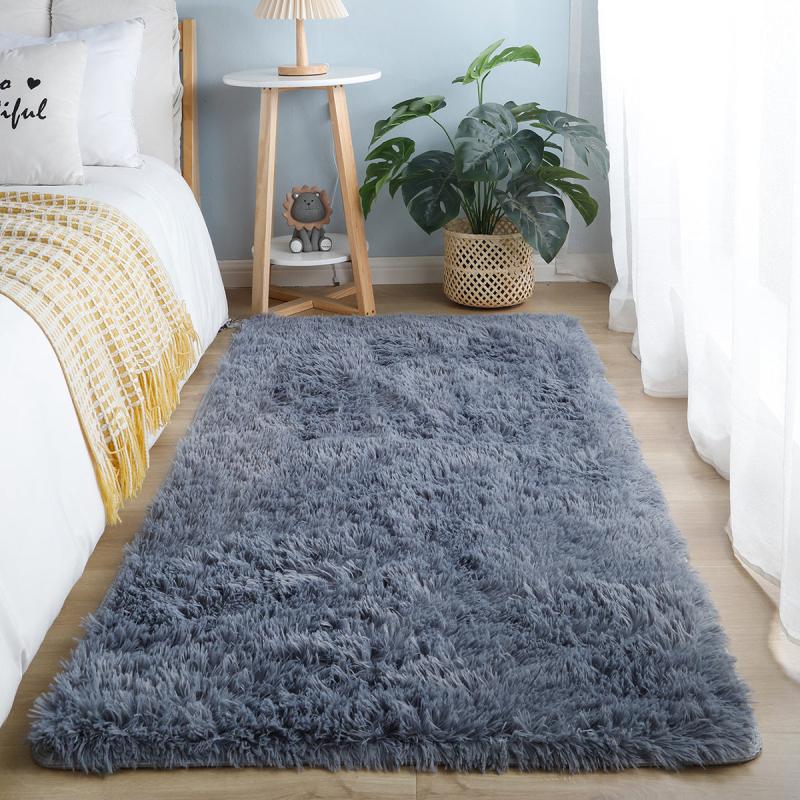 Furry Floor Mat Modern Area Rug Non Slip Shaggy Multicolor Indoor Carpet