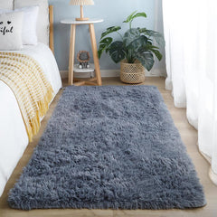 Furry Floor Mat Modern Area Rug Non Slip Shaggy Multicolor Indoor Carpet