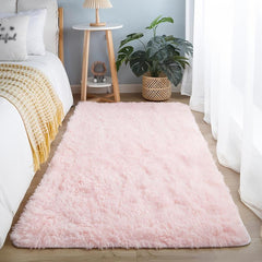 Furry Floor Mat Modern Area Rug Non Slip Shaggy Multicolor Indoor Carpet