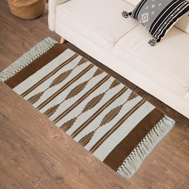 Modern Geometric Tassel Floor Mat Soft and Durable for Living Room and Bedroom