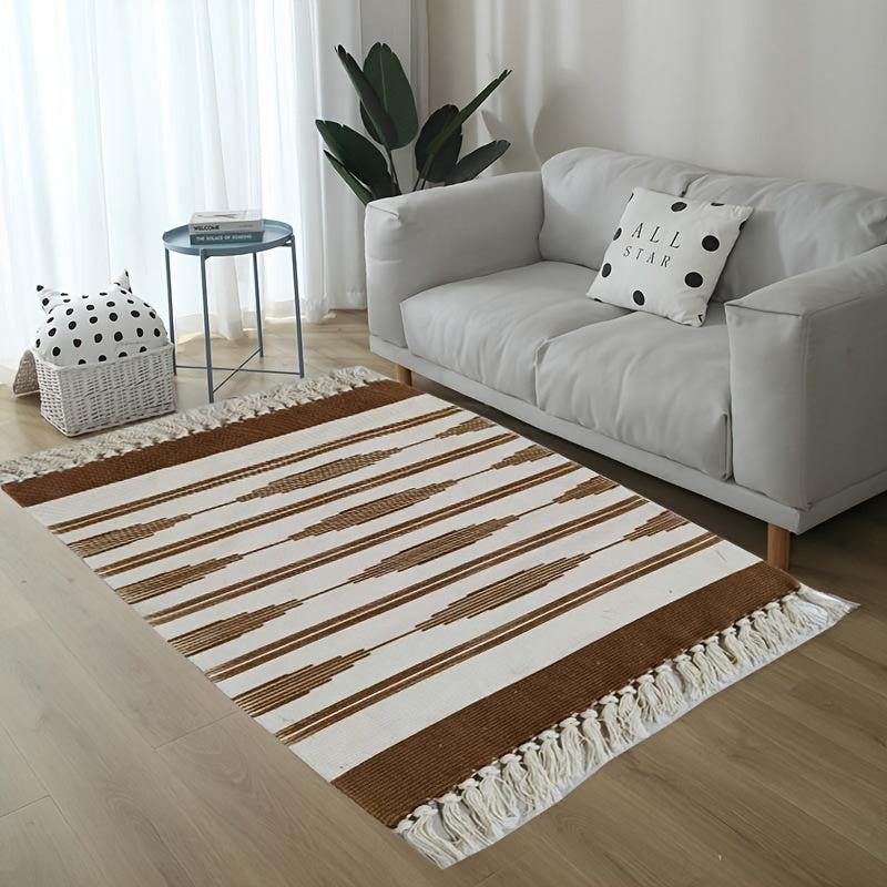 Modern Geometric Tassel Floor Mat Soft and Durable for Living Room and Bedroom