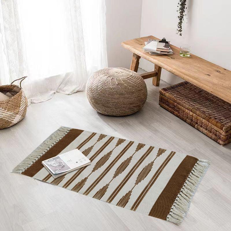 Modern Geometric Tassel Floor Mat Soft and Durable for Living Room and Bedroom