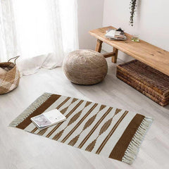 Modern Geometric Tassel Floor Mat Soft and Durable for Living Room and Bedroom