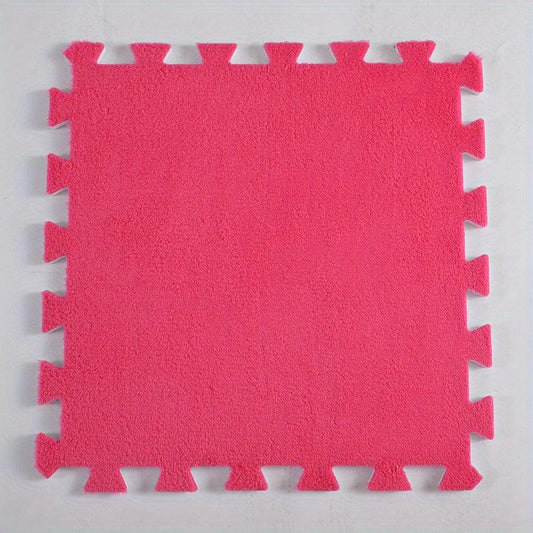 10pcs Plush Puzzle Foam Floor Mat Interlocking Carpet Anti Slip