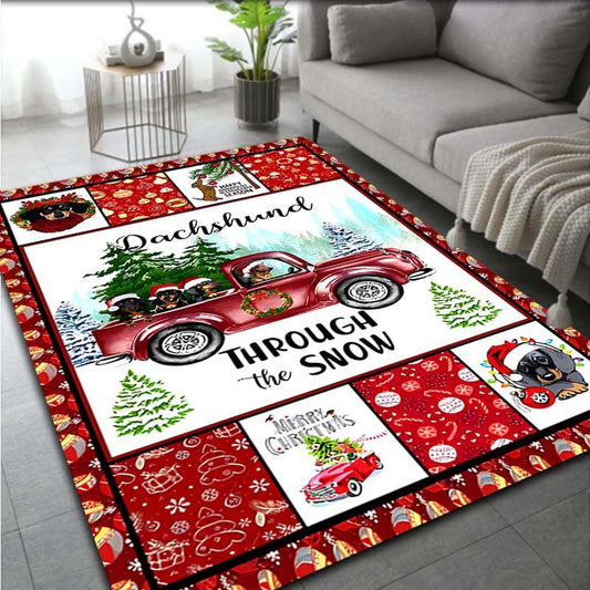 Santa Truck Pattern Carpet Door Floor Mat Non-slip Mat Christmas Decor