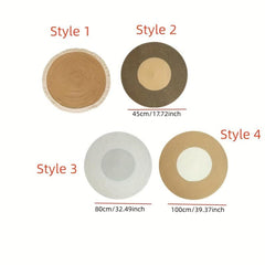 Nordic Circular Floor Mat Home Decor for Living Room - Round Natural Flax