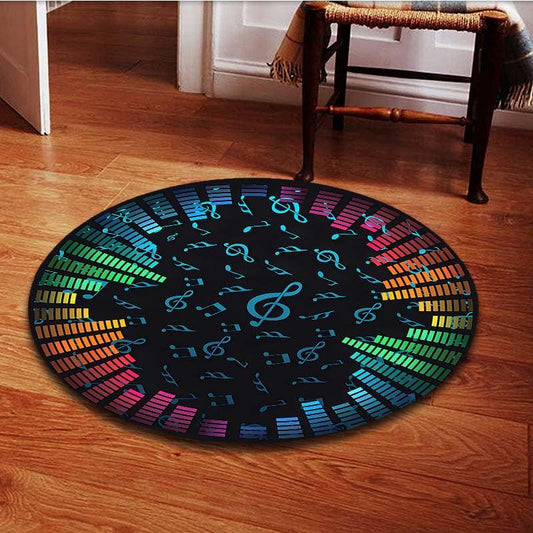 Musicnote Pattern Round Carpet Anti Skid Area Floor Mat Rug
