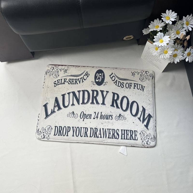 Non Slip 3D Printed Laundry Bath Rug Machine Washable Bathroom Mat