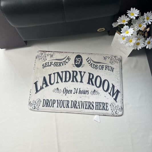 Non Slip 3D Printed Laundry Bath Rug Machine Washable Bathroom Mat