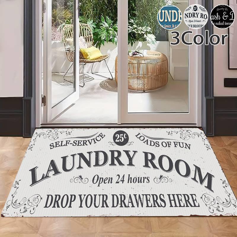 Non Slip 3D Printed Laundry Bath Rug Machine Washable Bathroom Mat