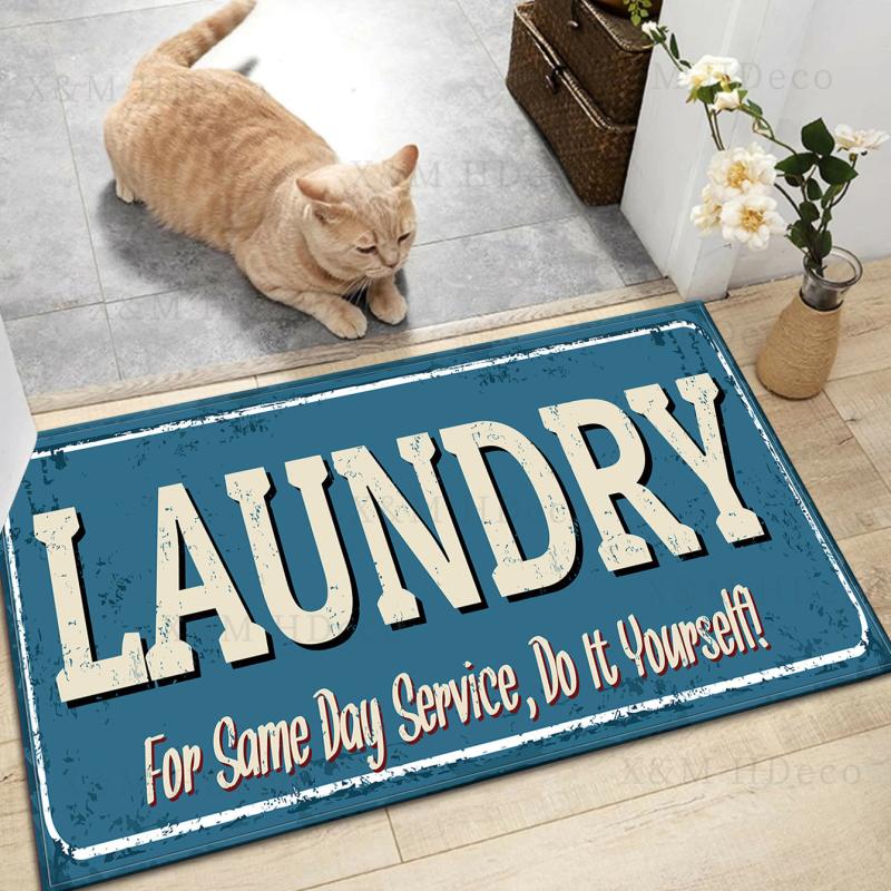 Non Slip 3D Printed Laundry Bath Rug Machine Washable Bathroom Mat