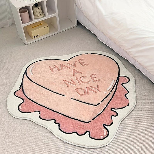 Pink Heart-shaped Floor Mat - Anti Slip Girls Carpets
