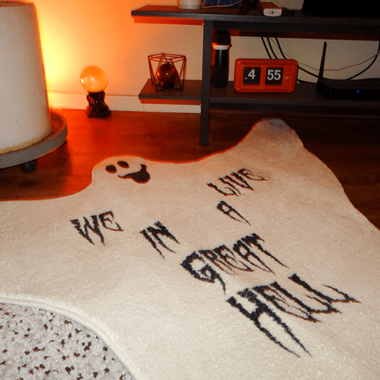 Spooky Ghost Wool Area Rug for Halloween Home Decor
