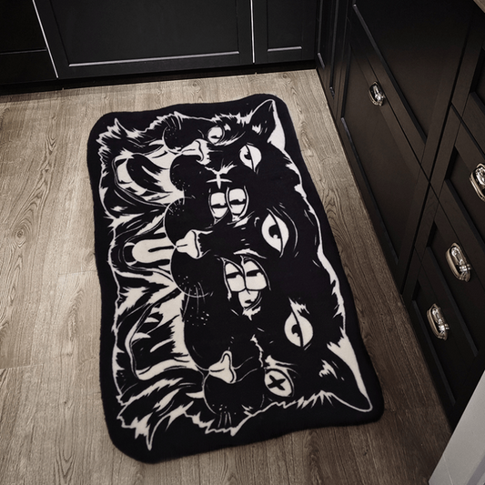 Dark Cat Witch Wind Halloween Rug
