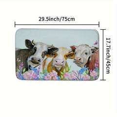 Farmhouse Cow Bathroom Rug Ultra Soft Non Slip Quick Dry & Absorbent