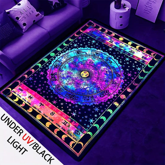 Flannel Luminous Rug Tarot Card Reading Pattern Fluorescent Rug