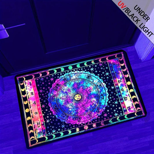 Flannel Luminous Rug Tarot Card Reading Pattern Fluorescent Rug