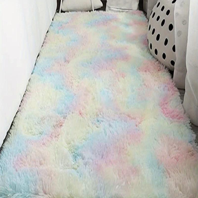 Rainbow Fluffy Shaggy Area Rug 27x62in Soft Non-Slip Washable Carpet