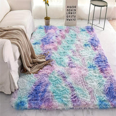 Rainbow Fluffy Shaggy Area Rug 27x62in Soft Non-Slip Washable Carpet