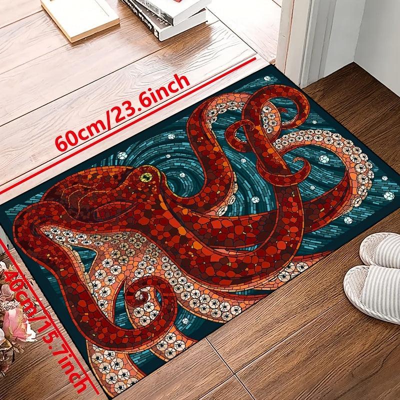 Octopus Pattern Non-slip Resistant Rug Machine Washable Bedroom Bathroom