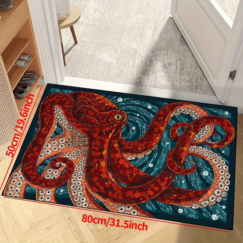 Octopus Pattern Non-slip Resistant Rug Machine Washable Bedroom Bathroom