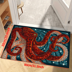 Octopus Pattern Non-slip Resistant Rug Machine Washable Bedroom Bathroom