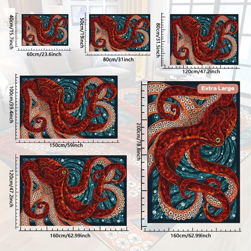 Octopus Pattern Non-slip Resistant Rug Machine Washable Bedroom Bathroom