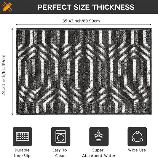 Non Slip Absorbent Geometric Pattern Rug Washable Carpet 80x50